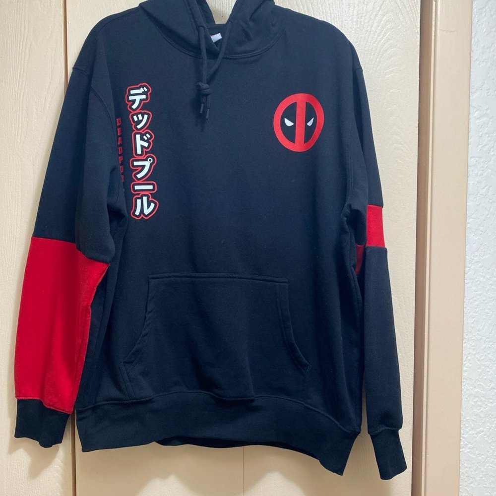Coolest Marvel Deadpool pullover Black hoodie Large Very Clean